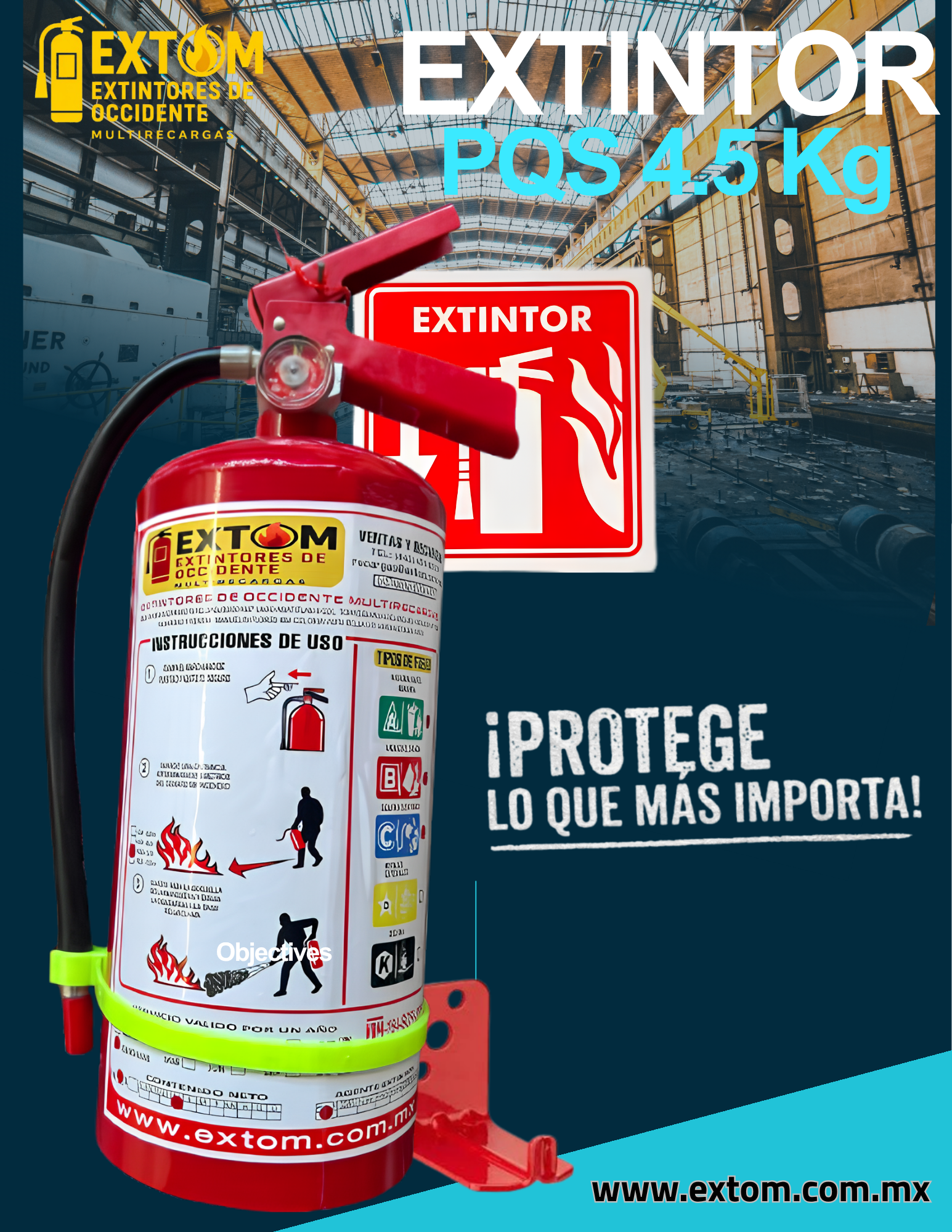 Extintor PQS de 4.5 Kg: imagen 1